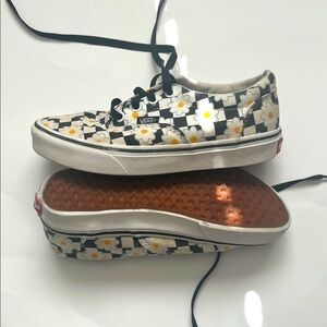 Vans Black and White Floral Sneakers